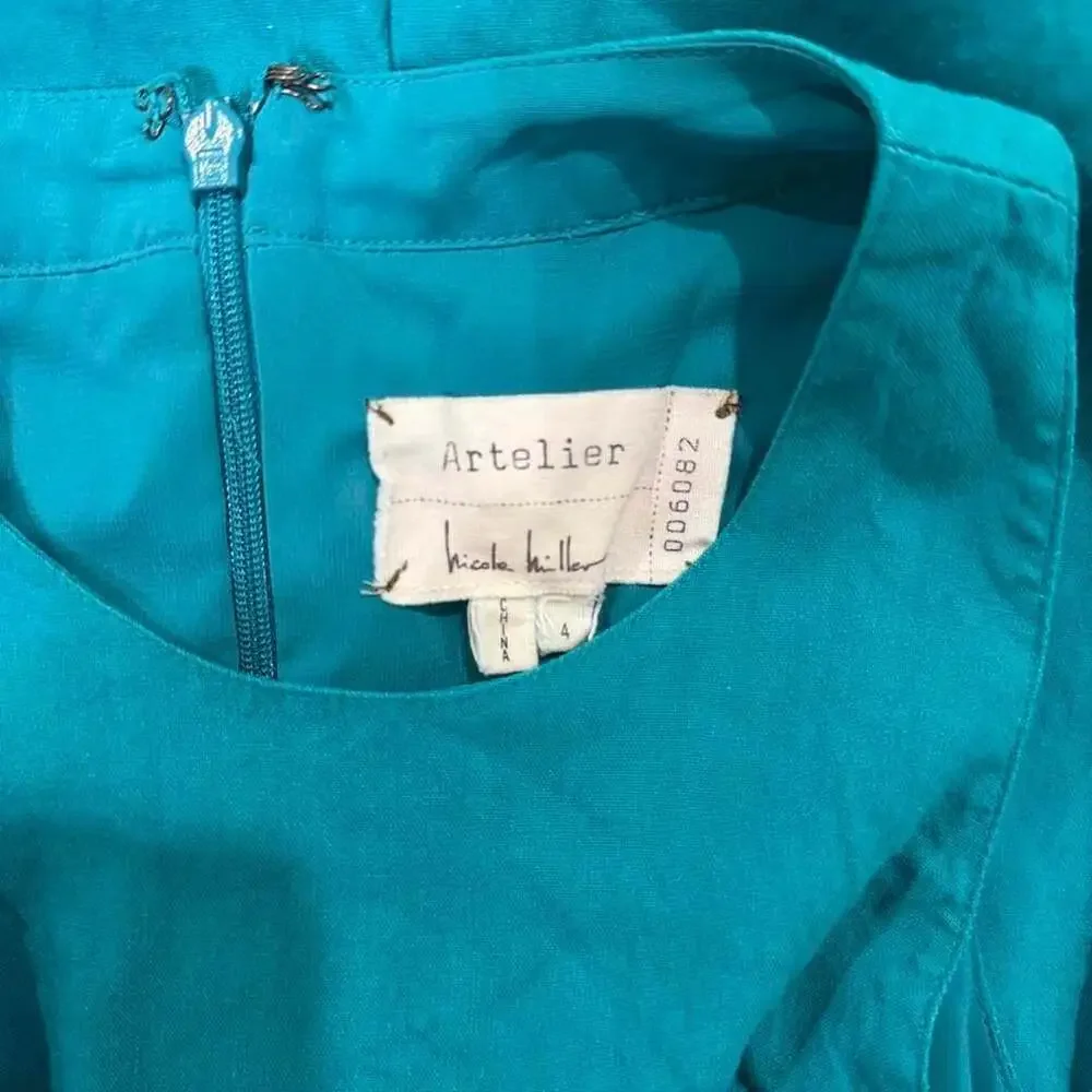 Artelier Nicole Miller Teal Peplum Dress Size 4